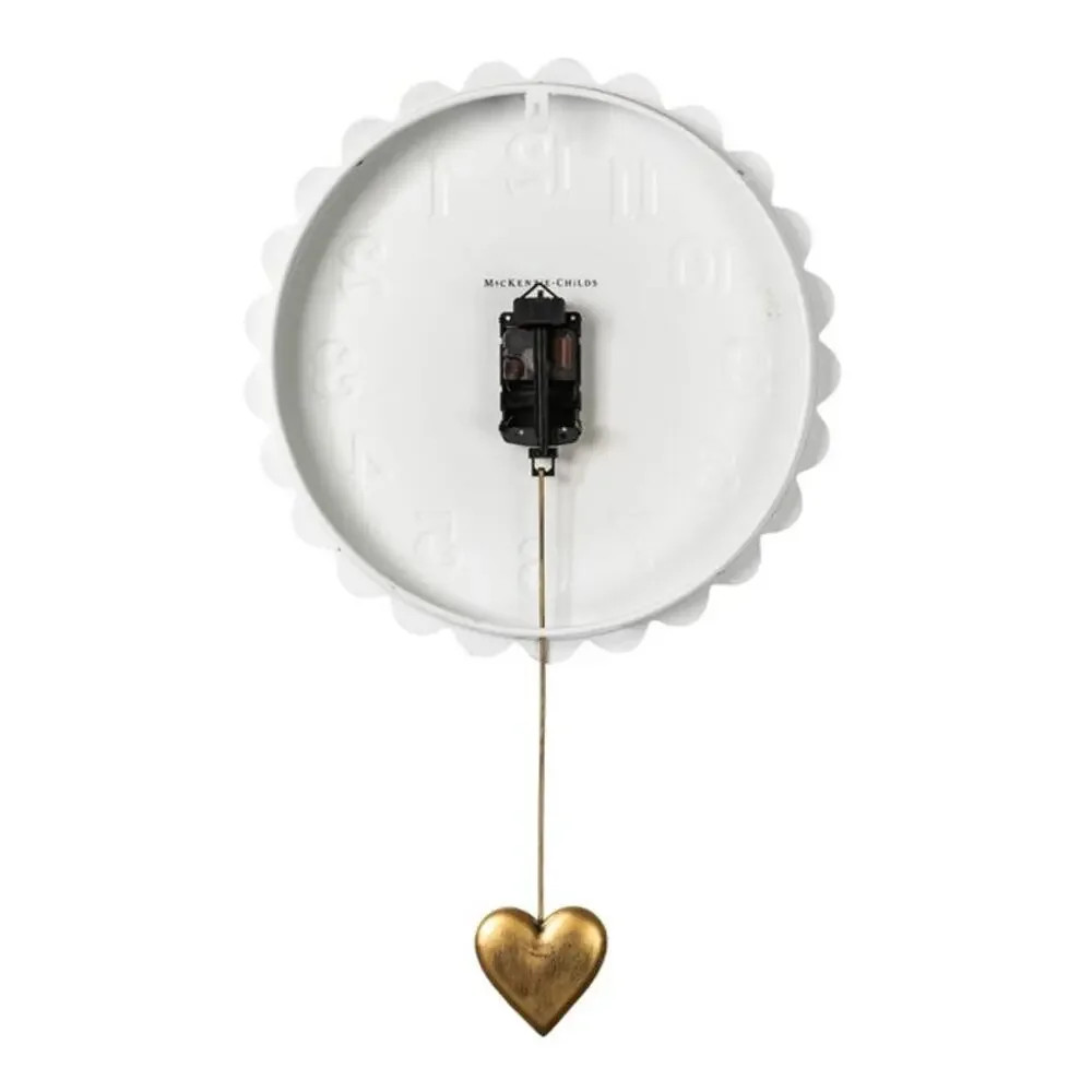 Brand New Mackenzie-Childs Sterling Check Heart Pendant Wall Clock